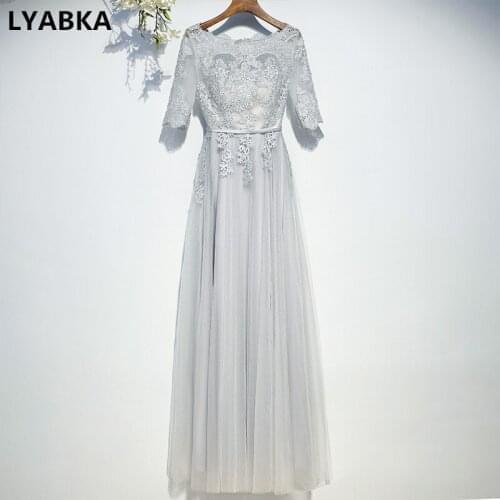 Sexy Scoop Neck Evening Dress Robe De Soiree Tulle With Appliques Evening Dresses Real Photo 2019 New Design Vestido De Festa