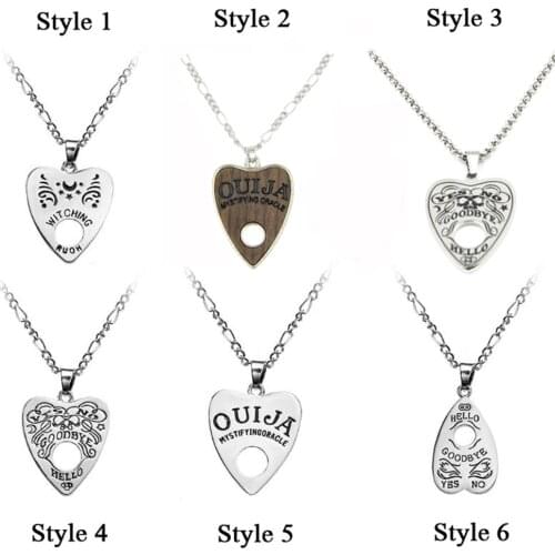 1PC Punk Vintage Pendant Necklace Women Gothic Ouija Shape Board Heart Skull Pendant Chain Necklace Fahion Jewelry Gift Unisex