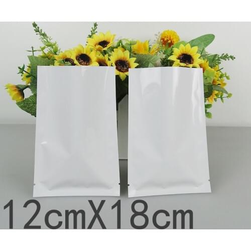 100Pcs/Lot Size:12x18cm New Heat Seal Aluminum Foil Bags White Color Plain Pocket Mylar Vacuum Bags for Food Storage