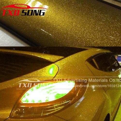 12/30/50/60CMX100CM/LOT Gold High Glossy Glitter Diamond Car Wrap Color Change Film Glossy glitter vinyl sticker Gold glitter