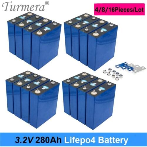 Turmera 3.2V 280Ah Lifepo4 Battery 12V 24V 280AH Rechargeable Battery Pack for Electric Car RV Solar Energy Storage System NoTax