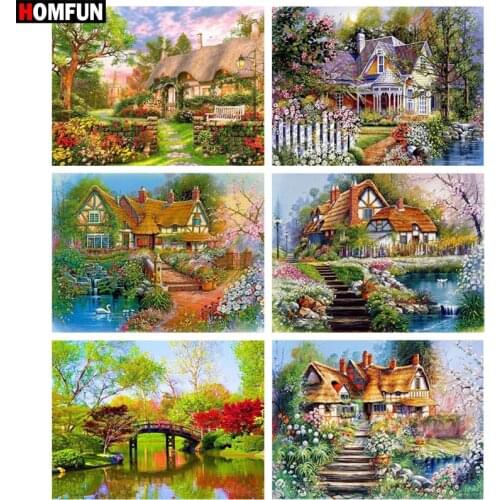 HOMFUN Full Square/Round Drill 5D DIY Diamond Painting "House scenery" 3D Embroidery Cross Stitch 5D Home Decor Gift