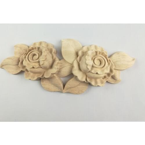 Rose Applique Cabinet Door Window Decoration Patch Wood Carved Decal Corner Onlay Applique Frame for Home Furniture Wall Cabinet