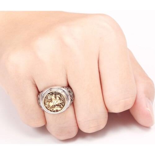 Bohemian Retro Punk Cool Finger Ring for Men Two-color Gold Metal Roman Soldier Malone Fashion Jewelry Vintage Knight Rings