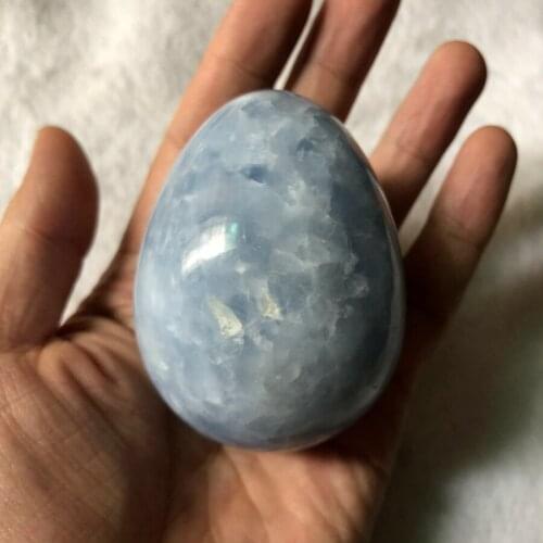 Large Stone Egg,70mm Natural Blue Celestite Crystal Egg Blue Calcite Sphere Egge +stand Healing Home decor