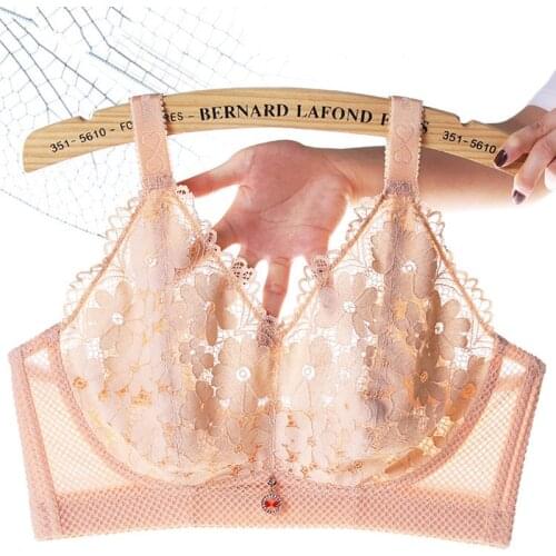 Sexy Ultra thin thick Lace Women Bra Plus Size E F Big Size Bralette Ultrathin Lace BH Brassiere 120F Underwear Dropshipping