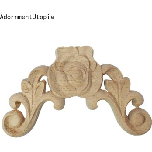 8/10/12CM Woodcarving Decorative Appliques Frame Wall Door Crafts Corner Furniture Unique Natural Floral Wood Carved Wooden