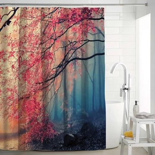 Decorative Trees 3D Printing Shower Curtain Fabric Waterproof Colorful Polyester Printing Bath Window Curtain for Bathroom Decor