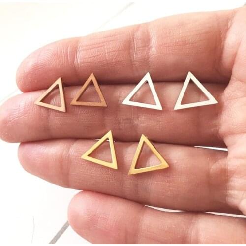 Dainty Tiny Triangle Earings Fashion Jewelry Stainless Steel Accessories Rose Gold Geometric Small Stud Earrings Bijoux Femme