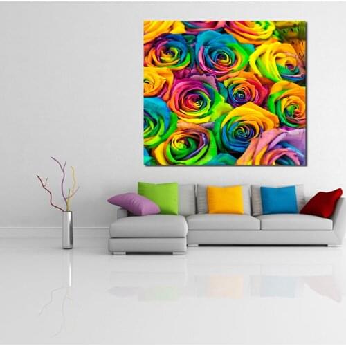 JQHYART Modern Painting Colored Roses Wall Pictures For Living Room Painting Canvas Art Posters And Prints Home Decor No Frame