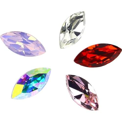 Marquise Colorful Pointback Glass Rhinestone Strass K9 Glass Crystal stone for Craft Dress Clothes nail art decoration Jewelry