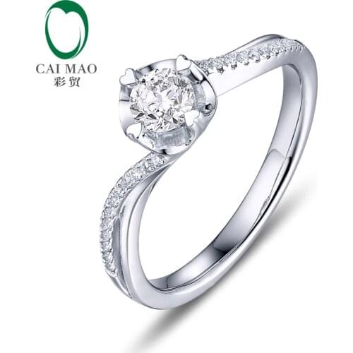 CaiMao 0.3ct Brilliant Cut Natural Round F VS Diamond 14ct White Gold Engagement Ring