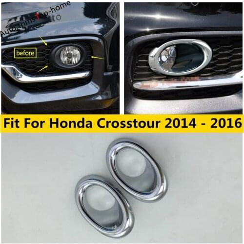 Yimaautotrims Front Fog Lights Lamp Molding Cover Kit 2 Pcs Fit For Honda Crosstour 2014 2015 2016 Exterior ABS Chromium Styling