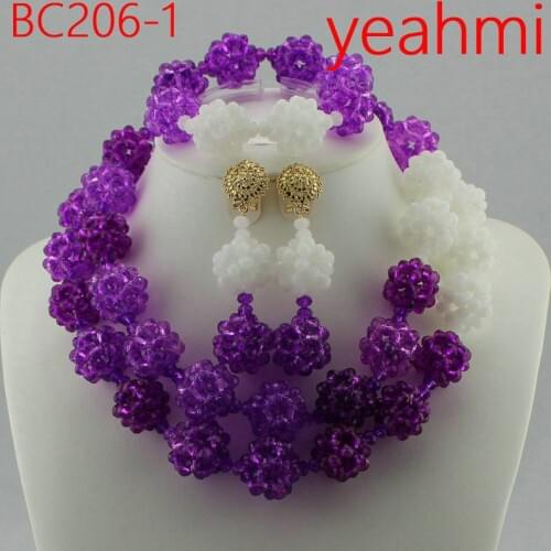 Elegant White African Beads Jewelry Set Dubai Wedding Bridal Birthday Jewelry Set Flower Brooch Free Ship BC206-2