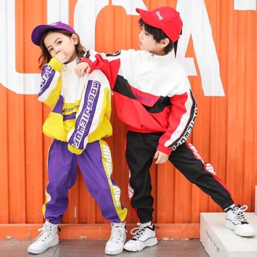 Simple Fashion Trend Hip Hop Costume for Boys Girls Stage Competition Ballroom Show Kids Street Dance Hiphop Jazz Suit Clothes