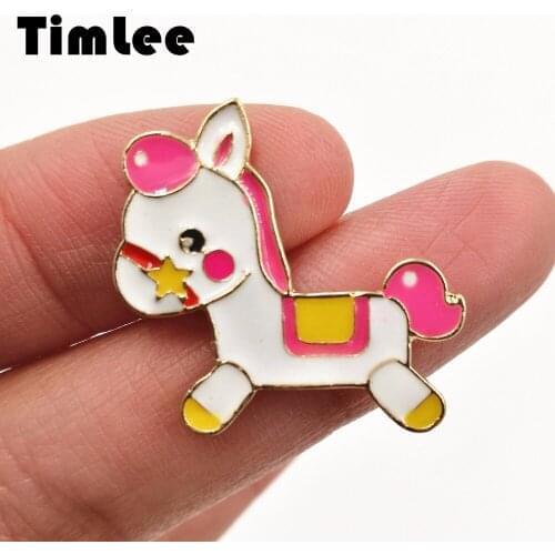 Timlee X204 Cartoon Trojan Horse Design Unicorn Metal Brooch Pins Gift Wholesale