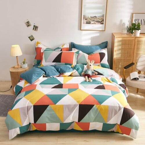 Fashion Geometric Striped Bedding Set Single Full Double King Bed Quilt Cover Sheet Cute Bed Cover Female Quilt Cover Cartoon