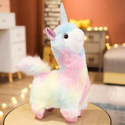38CM Cartoon Unicorn Color Alpaca Doll Plush Toy Alpaca Doll Soft Pillow Fo Kid Girlfriend Birthday Gift