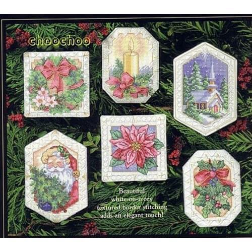 Top Quality Lovely Counted Cross Stitch Kit Ornament Santa Father Candle Flower Gift Christmas Tree Ornaments Dim 0866