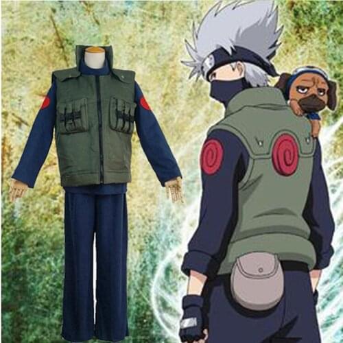 New Anime Naruto Cosplay Clothes Costumes Shinobi Hatake Kakashi Green Unisex Vest Jacket Party Purim Carnival Cosplay Costume