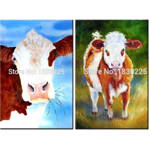 Wholesale Handmade Abstract Cow Animal Acrylic Painting on Canvas Modern Cow Art Oil Painting for Living Room Decor Art