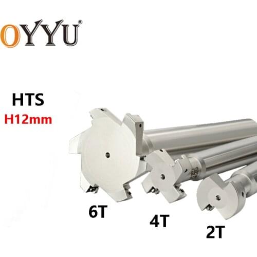OYYU HTS H12 mm T-slot Milling Cutter Shank 30-80mm CNC Center End mill Carbide Inserts CPMT080204 HTS-40-H12-C20-150-4T