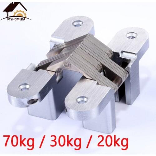 1-8 Pieces Stainless Steel Hidden Hinges Loops 70-10kg Built-in Concealed Heavy Capacity Cross Loop Folding Door Furniture Hinge