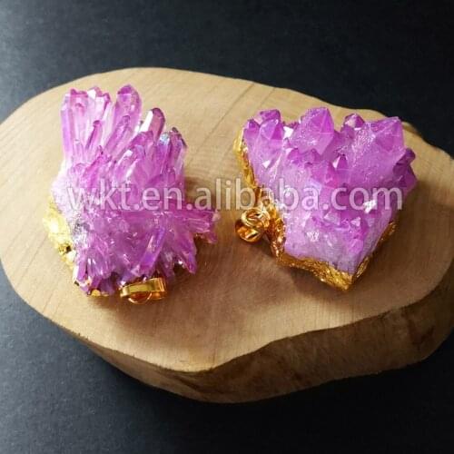 WT-P605 new arrival natural rock quartz crystal cluster pendant purple crystal cluster pendant
