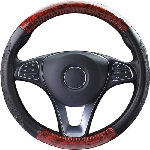 Anti-Slip Car Steering Wheel Cover For 37 - 38 CM 14.5"-15" M Size Peach Wood Grain Auto Car Styling Wrap Hand Bar Protector