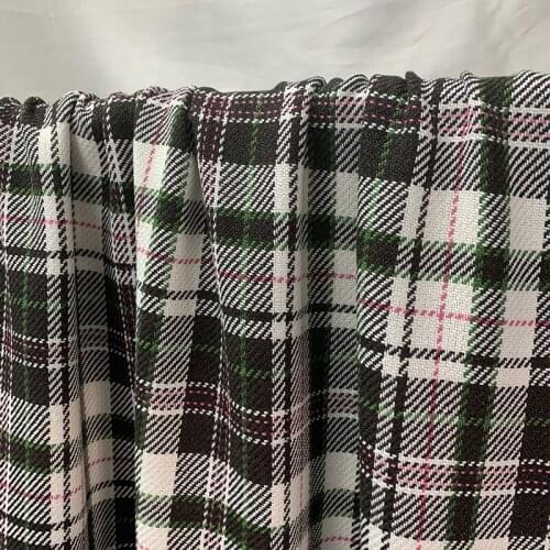 White waxberry 150cm 530g/m Green white Yarn-dyed Plaid wool cloth fabrics clothes Garment sewing materials Free shipping
