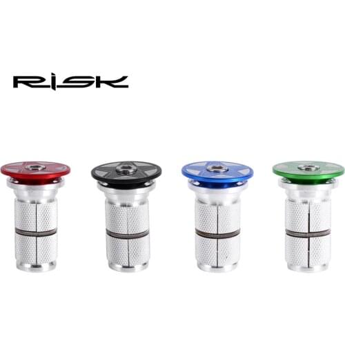 RISK Bicycle Expanding Wedge Nut With Stem Cap Road Aluminum Bike Front Fork Headset 28.6mm Top Key Cap CNC Headset Locking Nuts