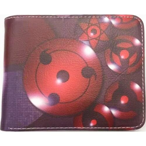 High Quality Kakashi Sasuke Black Leaf Village Konoha Ninja PU Wallet Short Purse With Coin Pocket Card Holder