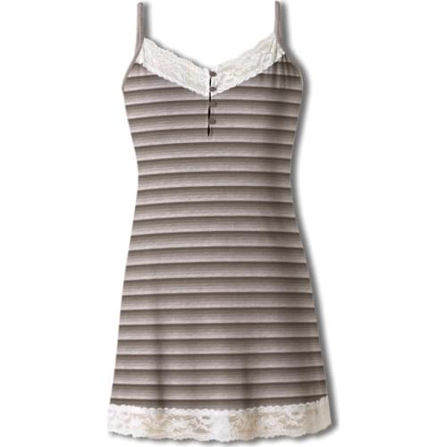 Neatie Kiddie Sexy Lace Patchwork Sleepshirts for Women Nightgowns Sleepwear Sleeveless V-neck Spaghetti Strap Mini Night Dress