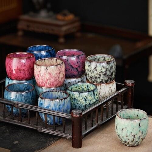 1pcs/3pcs Kiln Change China Ceramic Tea Cup Porcelain Kung Fu Cups set Pottery Drinkware Tableware Mugs Water Mug Wholesale