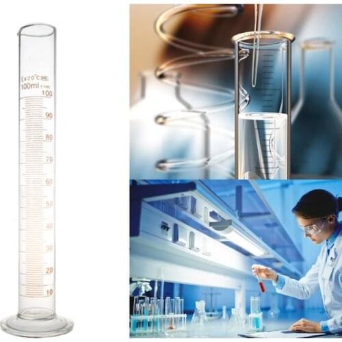 100ml Transparent Measuring Graduated Cylinder Science Measuring Lab Test Glass