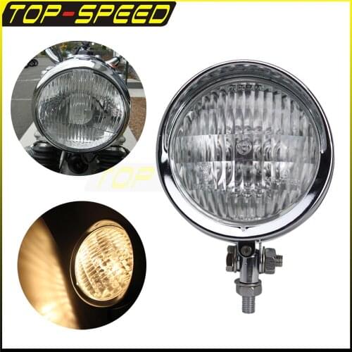 12V 60/55W Bulbs Chrome Headlight H4 Lamp Emark Motorcycle For Harley FXWG FX Softail Dyna Chopper Cafe Racer Cruiser