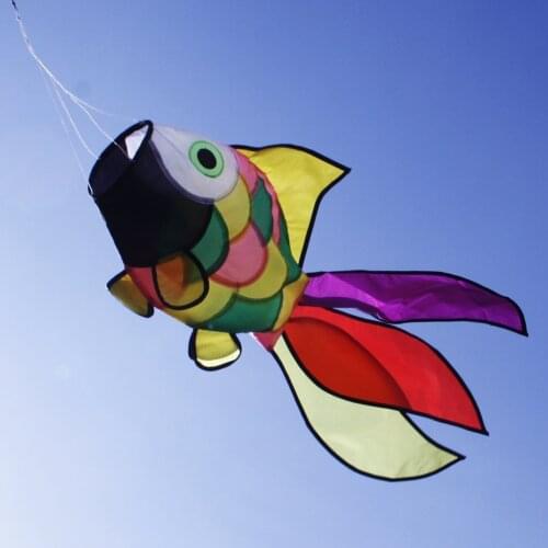 2 pieces Nylon Colorful Fish Windsock Rainbow Flying Kite Outdoor Toys Kids Spring Park Garden Decor