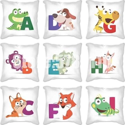 45x45cm Cushion Cover Pillowcase Decorative Cushion Cover Cartoon animal alphabet Home Decor Living Room Sofa Seat Cushion