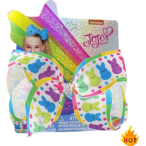 8Inch large Easter Day Hair Bows Easter Eggs Printed ribbon bowknot Hairclip Hairgrips For Girls Kids Hair Accessories