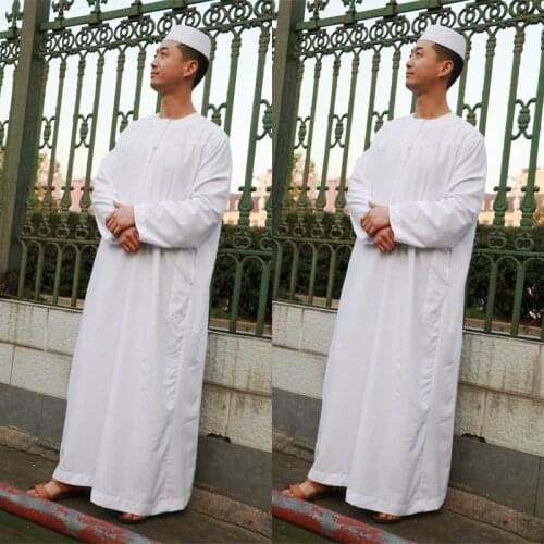 Long Sleeve Abaya Islamic Clothing Saudi Arab Men Long Robe Kaftan Muslim Clothing Pakistan Prayer Ramadan Dress Dubai Casual