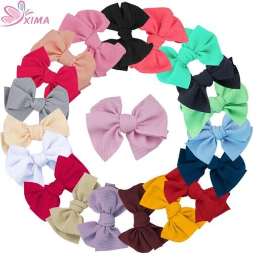 XIMA 20pcs/lot 5.5inch Women Satin Hair Bows with French Clip Girls Ladies Hairclips Fashion Big Bows for Party Hair Accessories