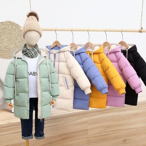 Kids Girls Jacket Thicken Winter Jacket For Girls Coat Baby Warm Hooded Outerwear boys long Jacket Children Down Parkas Snowsuit