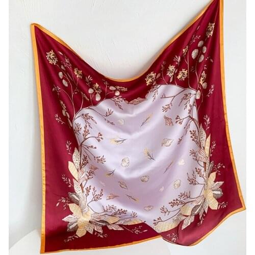 KOI LEAPING New fashion popular flower Print Silk Scarf Female Summer Sunscreen shawl headScarf Beach Scarf gift
