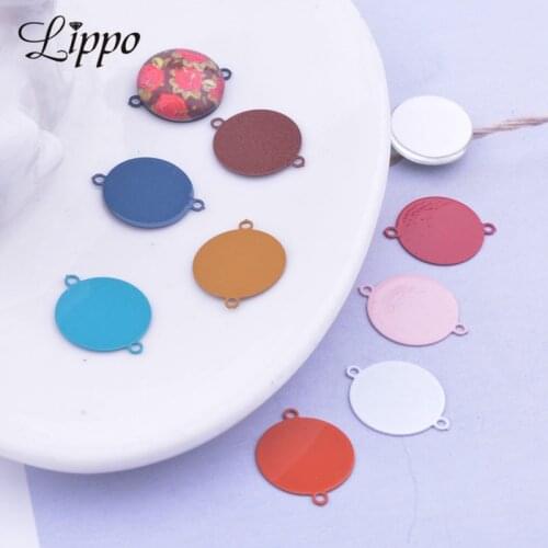 50pcs AC11449 14mm Round Connector Charms Earrings Setting Jewelry Earring Findings For Woman Bijoux