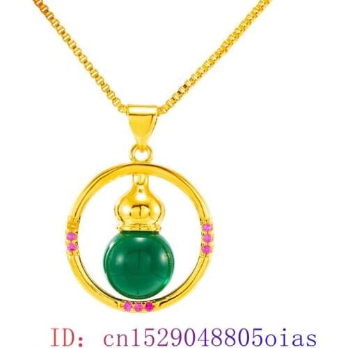 Jade Gourd Pendant 925 Silver Jewelry Amulet Charm Chalcedony Fashion Chinese Gifts Hetian Necklace Women Natural