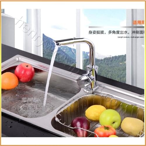 L15718 - Luxury Brass Kitchen Sink Faucet Hot & Cold Water Mixer Chrome Finish 360 Degree Turn Spout Sink Tap