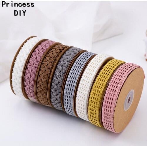 10M Grosgrain Satin Hollow Cotton Ribbon 1.5cm Wool Tape Trim DIY Hair Bowknot Wedding Baking Decoration Flower Gift Wrapping