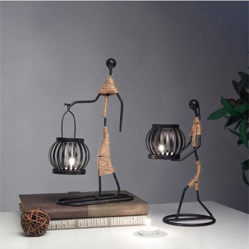Metal Candlestick Abstract Character Sculpture Candle Holder Decor Handmade Figurines Home Decoration Art Gift for Bar