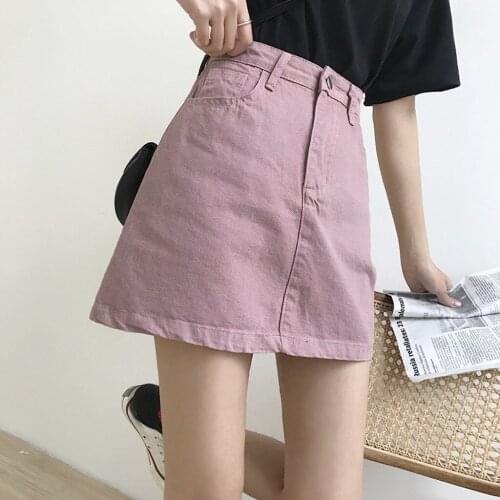 40# Fashion Women Slim Skirts Casual Girls Skirts Denim Skirts Summer Lady Leisure Pure Color High Waist Skirts Юбка Кожаная