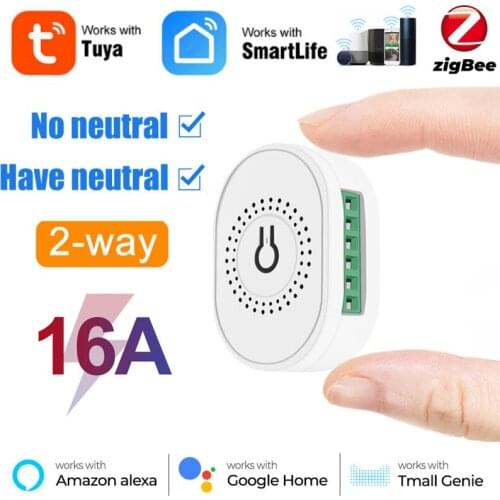 Tuya ZigBee 16A Mini Smart Switch Module Timer DIY Two Way Control Work With Smart Life/Tuya App Support Alexa Google Home